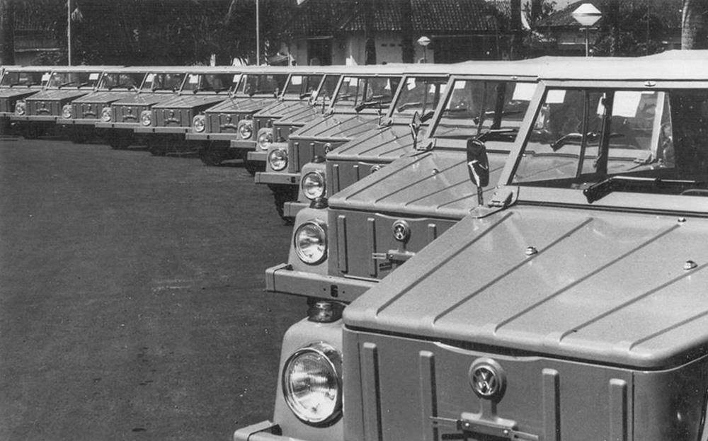 A dozen new factory-fresh right-hand drive Volkswagen Camat (Type 182) in Indonesia