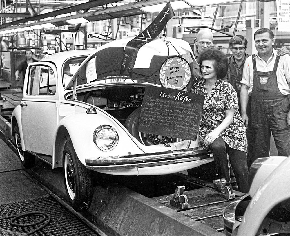 The last of 347,869 Beetles to be built at Audi's headquarters factory in Ingolstadt