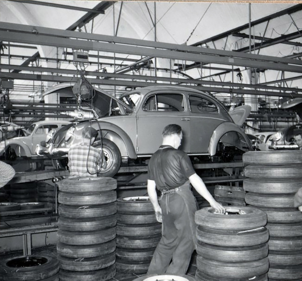 Volkswagen Type 1 production at Wolfsburg in 1954