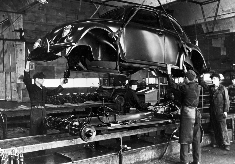 Volkswagen assembly in the early post-war period when the Wolfsburg factory was under British command