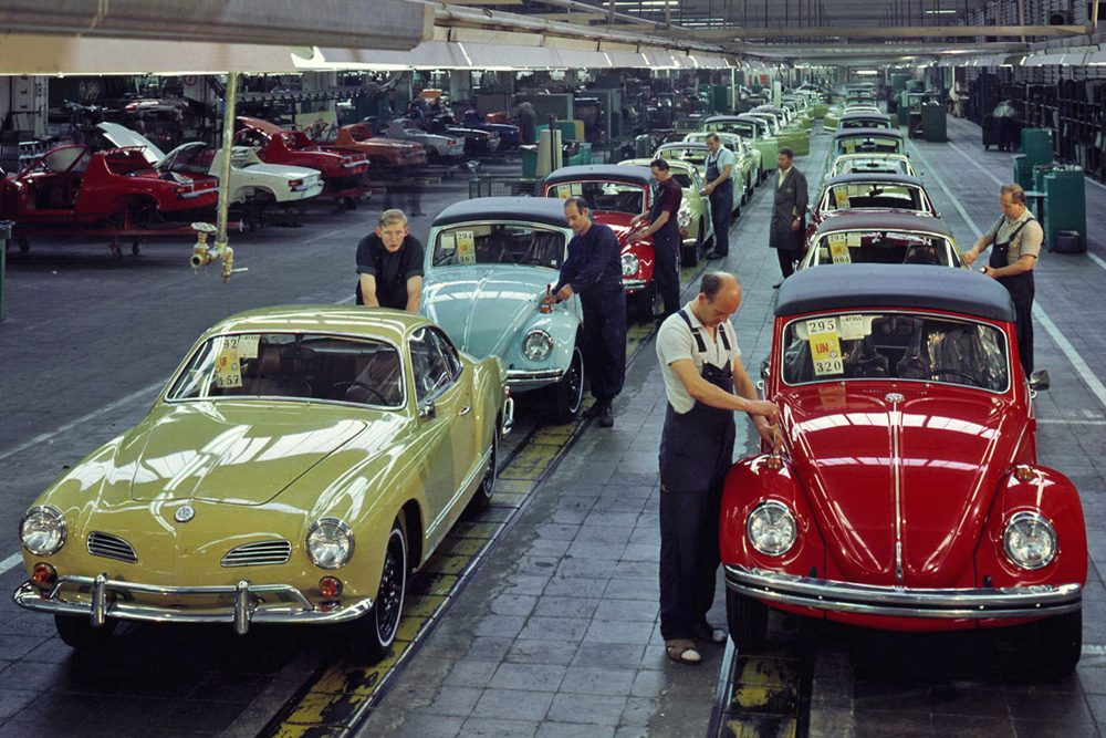The 
        end of the assembly line at the Karmann factory